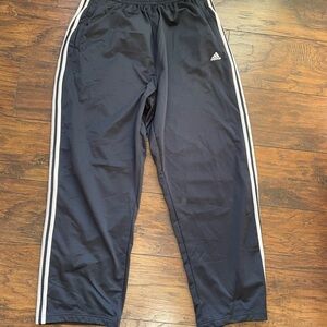 Men’s Adidas Y2K navy Pants with White Stripes and buttons down the sides